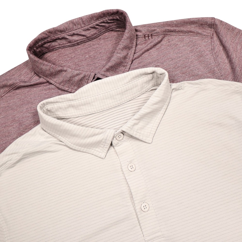 LULULEMON Men's L Heathered Cassis White Opal Evolution Polo Shirt BUNDLE